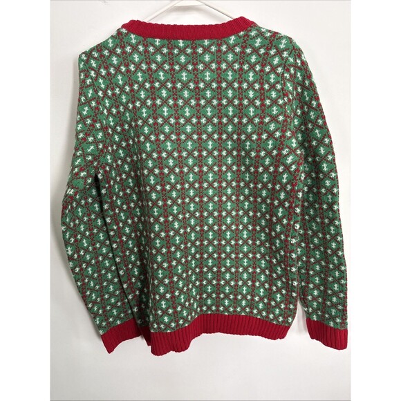 Ugly Christmas Sweater Pug Dog Reindeer Knit Pullover Large 14 16 Blizzard Bay - Picture 5 of 5